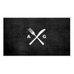 FORK & KNIFE LOGO MONOGRAM No. 2 on BLACK WOOD Business Card Templates