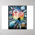 Forlorn Figure Colourful Universe Cross posters