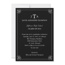 Formal Affair Graduation Party Invitation - Black