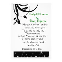 Formal black and white wedding invitation