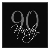 Formal Black Grey 90th Birthday Invitations