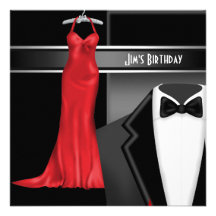Formal Black Tie Birthday Dinner Party Invitation