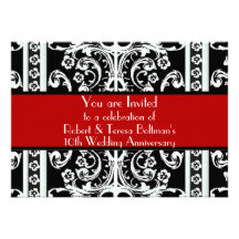 Formal Black, White, & Red Baroque Invitation