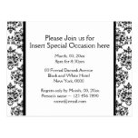 Formal damask party black red white post card