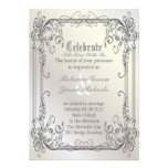 Formal elegant swirls Pearl White vintage Wedding Invites
