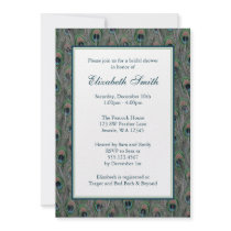 Formal Peacock Feathers Bridal Shower Invitation