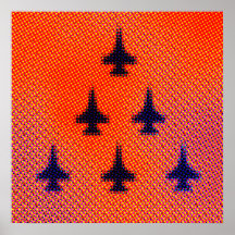 Formation of F16s in Orange. Pop Art Print