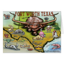 Fort Worth TEXAS Map Card