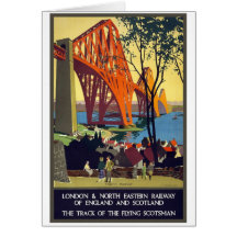 Forth Bridge - Vintage Travel Poster Art Greeting Cards