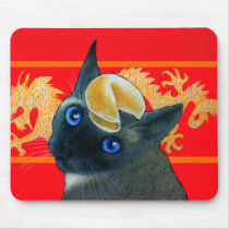 Fortune Cookie Siamese Cat Mouse Mat Mousepad
