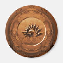 Fossil fractal mirror refrigerator magnet