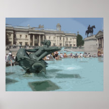 FOUNTAIN AT TRAFALGAR SQ POSTER
