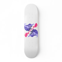 Four acoustic guitar design, pink and blue version skate boards