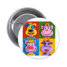Four Animal Faces Buttons