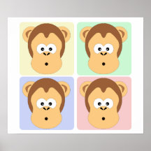 Four Baby Monkeys Posters