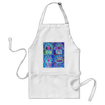 Four Blue Hamsa Vintage Tapastry Judaica Apron