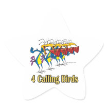 four calling birds 4th fourth day of christmas stickers