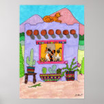 Four Cats at a Purple Adobe House