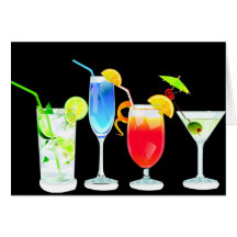 Four Cocktails Greeting Cards