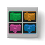 Four Colorful Retro Cameras Pins
