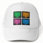 Four Colorful Retro Cameras Mesh Hats