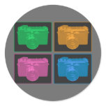 Four Colorful Retro Cameras Round Sticker