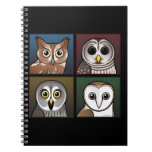 Four Colour Owls (dark) Note Books