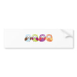 Four Colourful Owls bumper stickers
