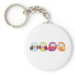 Four Colourful Owls keychains