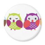 Four Colourful Owls magnets