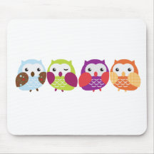 Four Colourful Owls Mousepads