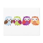 Four Colourful Owls postcards