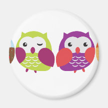Four Colourful Owls Refrigerator Magnet