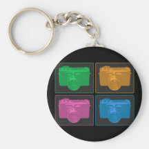 Four Colourful Retro Cameras Keychain