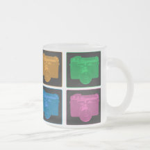 Four Colourful Retro Cameras Mugs