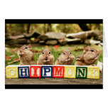 four cute chipmunks card