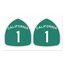 FOUR Double "California 1" Rectangle Sticker
