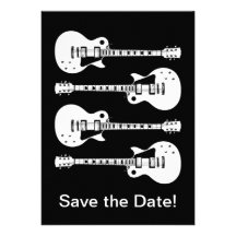 Four Electric Guitars in Black & White Invite