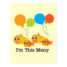 Four  Fish I'm This Many Tshirts and Gifts Postcard