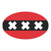 FOUR Flag of Amsterdam Oval Stickers
