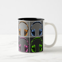 Four Graphic Headphones Coffee Mugs