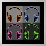 Four Graphic Headphones
