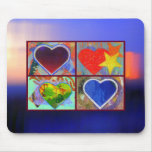 Four Hearts in an Abstract Sky mousepad