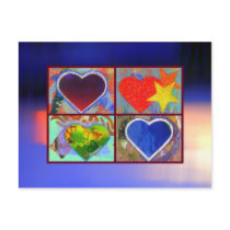 Four Hearts in an Abstract Sky postcard