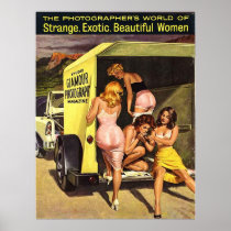 Four Hot Pinup Girls Undressing and Smoking Posters