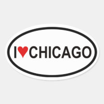 FOUR "I [heart] Chicago" Oval Stickers