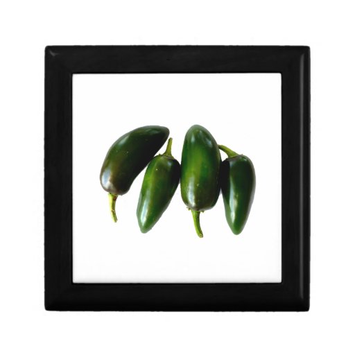 Four Jalapeno Peppers Green Photograph Trinket Boxes