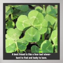 Four Leaf Clover Best Friend Good Luck Poster