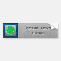 Four Leaf Clover; metal-look Bumper Sticker