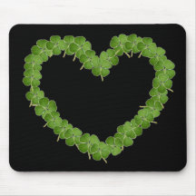 Four Leaf Clover Shamrock Heart Mouse Pads